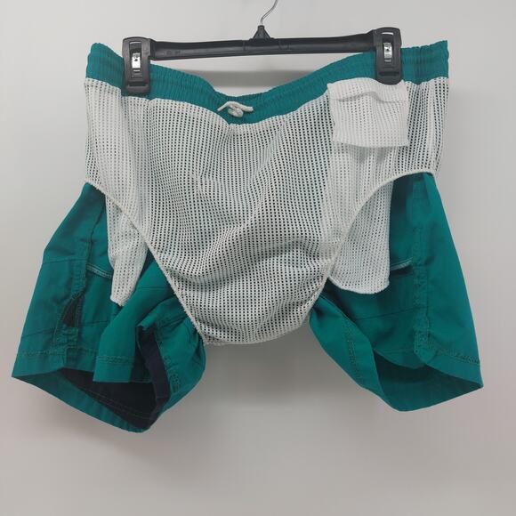 Vintage Swim Trunks Drawstring Beach Pool Green Navy Blue L - Picture 9 of 15